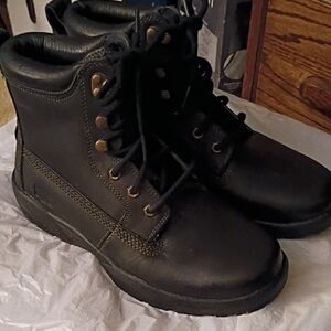 Boss Black Leather Combat Boots